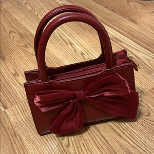 Windsor- Red Bow Accent Women's Handbag